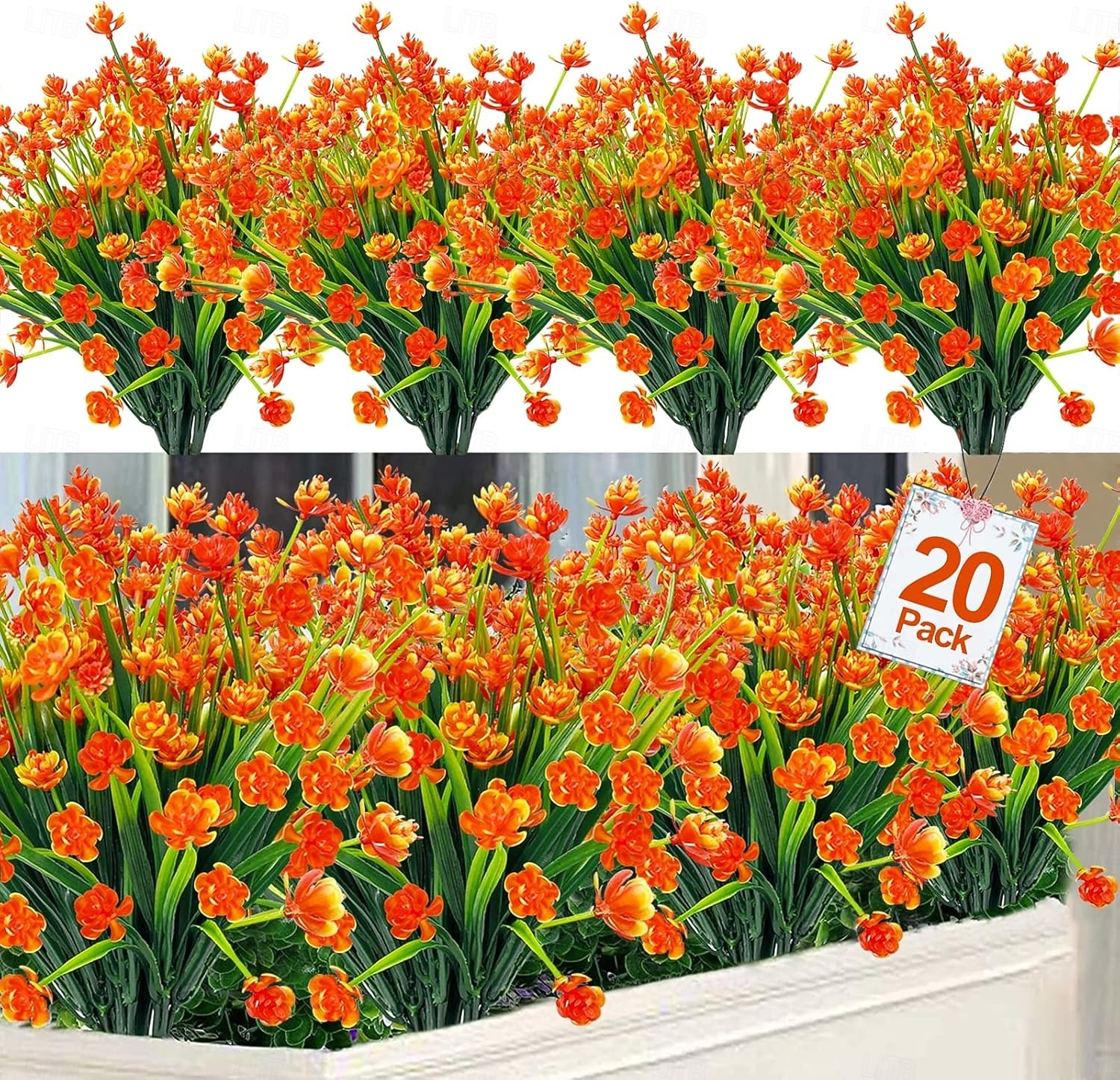 20 Bundles Artificial Flowers for Outdoors, Summer Spring Grass Camellia Fake Flowers Plastic Plants, UV Resistant No Fade Faux Greenery for Gardens Porch Cemetery Decor 2026 - $29.99 –P6