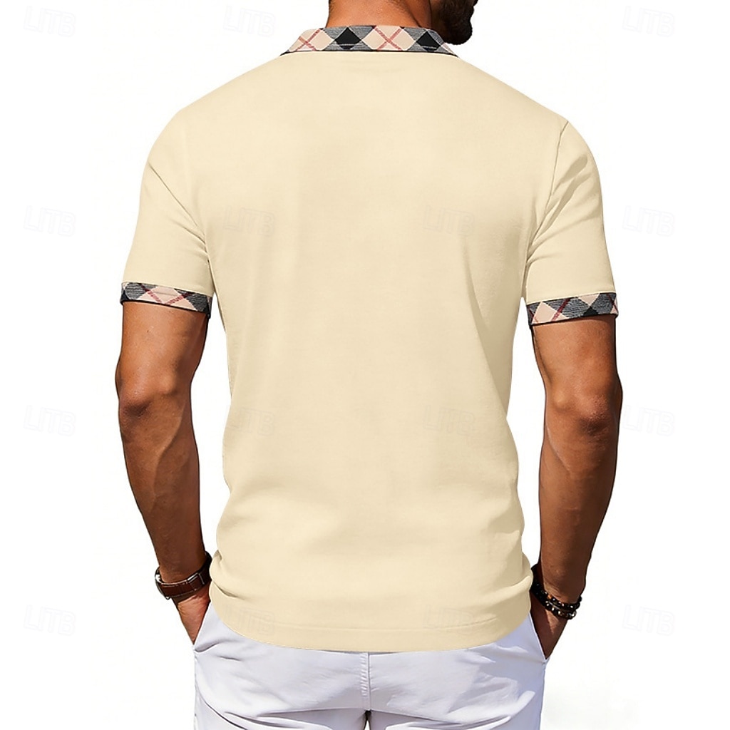 Hombre Camisetas polo Casual Negocio Diseño Manga Corta Básico Moderno Plaid Ligero Botones Verano Primavera Ajuste regular Azul Piscina Negro Blanco Rojo Azul Marino Albaricoque Camisetas polo 2026 - $21.99 –P5