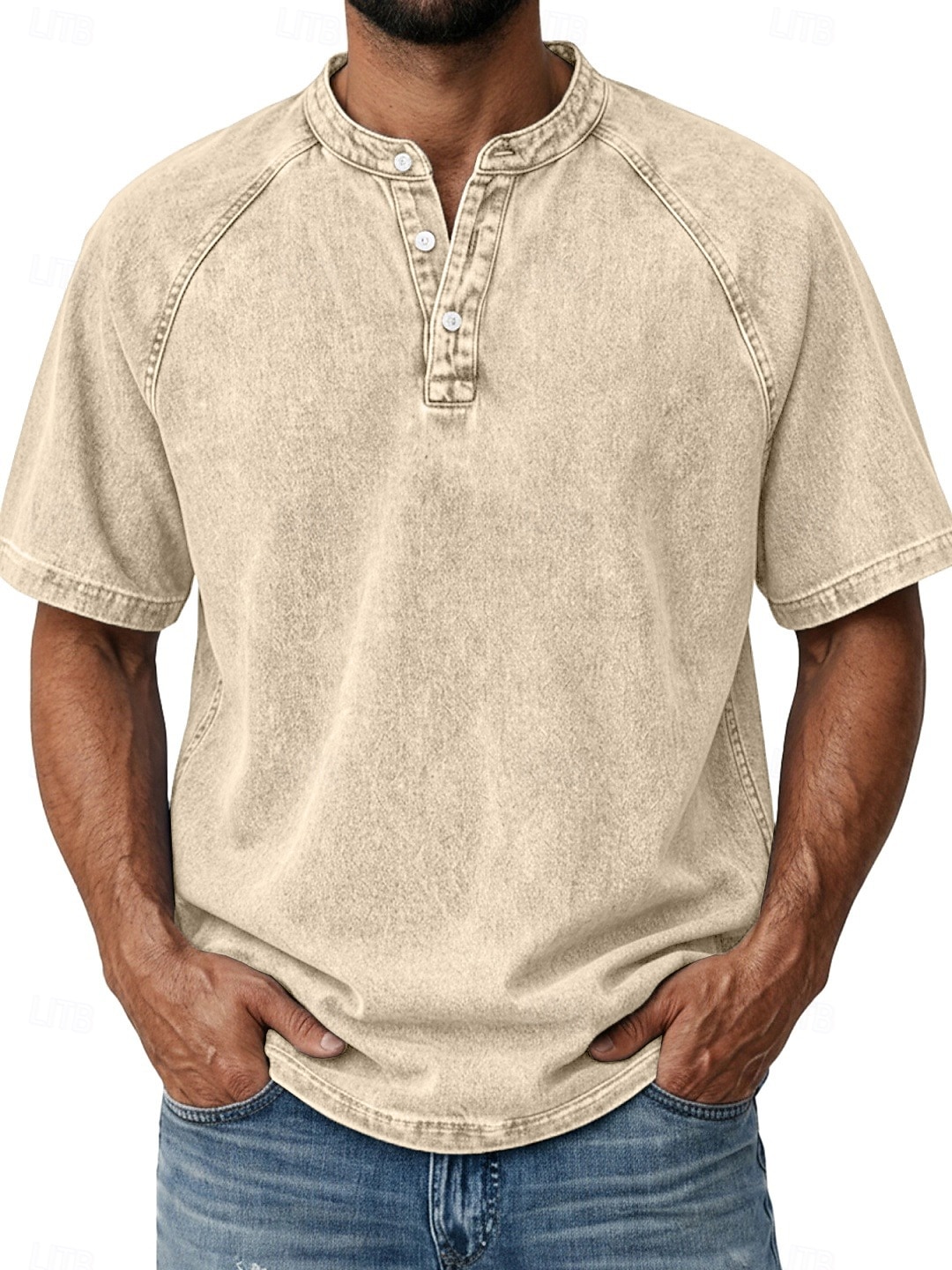 Per uomo Maglietta Camicia Demin Camicia 100% cotone lavaggio acido Top Henley Manica Corta Semplice Vintage Streetwear Casual Lavato Manica corta Collo alla coreana Henley Casuale Casa Streetwear del 2026 a $31.99 –P4