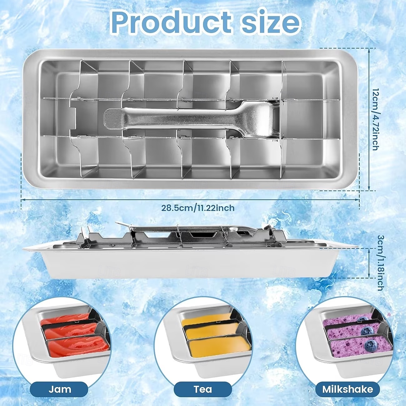 Vassoio per cubetti di ghiaccio in acciaio inox a 18 scomparti con maniglia per un facile rilascio, vassoio per il ghiaccio rimovibile per la preparazione di cubetti di ghiaccio e alimenti surgelati, del 2026 a $27.99 –P8