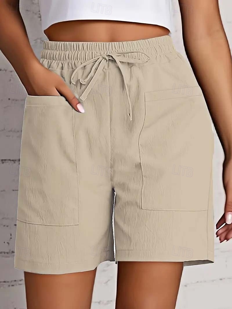 Per donna Bermuda Chinos Shorts Pantaloni Eleganti Vacanza Essenziale Comfort Corto Vita Alta Semplice Coulisse Comodità Elasticizzato Quotidiano Casual Quotidiano Blu Rosso Aalbicocca Nero Estate del 2026 a $20.99 –P2