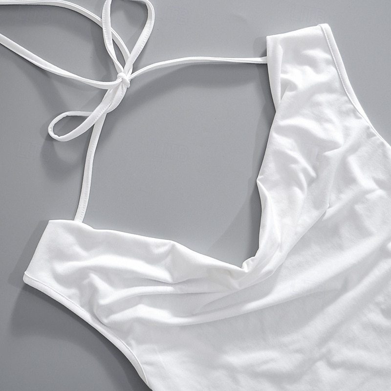 Per donna Maglietta Arricciato Semplice Elegante Moda Sexy Senza Maniche Senza Spalle Top Regolari Quotidiano Uscire Weekend Nero Bianco Estate Primavera del 2026 a $13.99 –P9