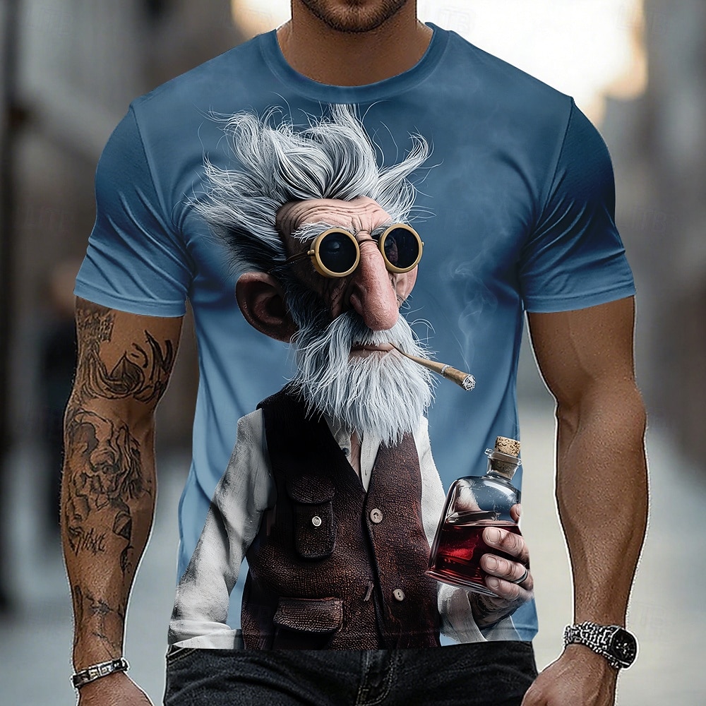 Homme A Ombre Vieil Homme T-shirt Manche Courte T-shirt Impression 3D Col ras du cou Chemise Drôle Occasionnel Quotidien Rue Bleu Noir Rouge Été Printemps Vêtement Tenue S M L XL 2XL 3XL de 2026 ? $18.99 –P2