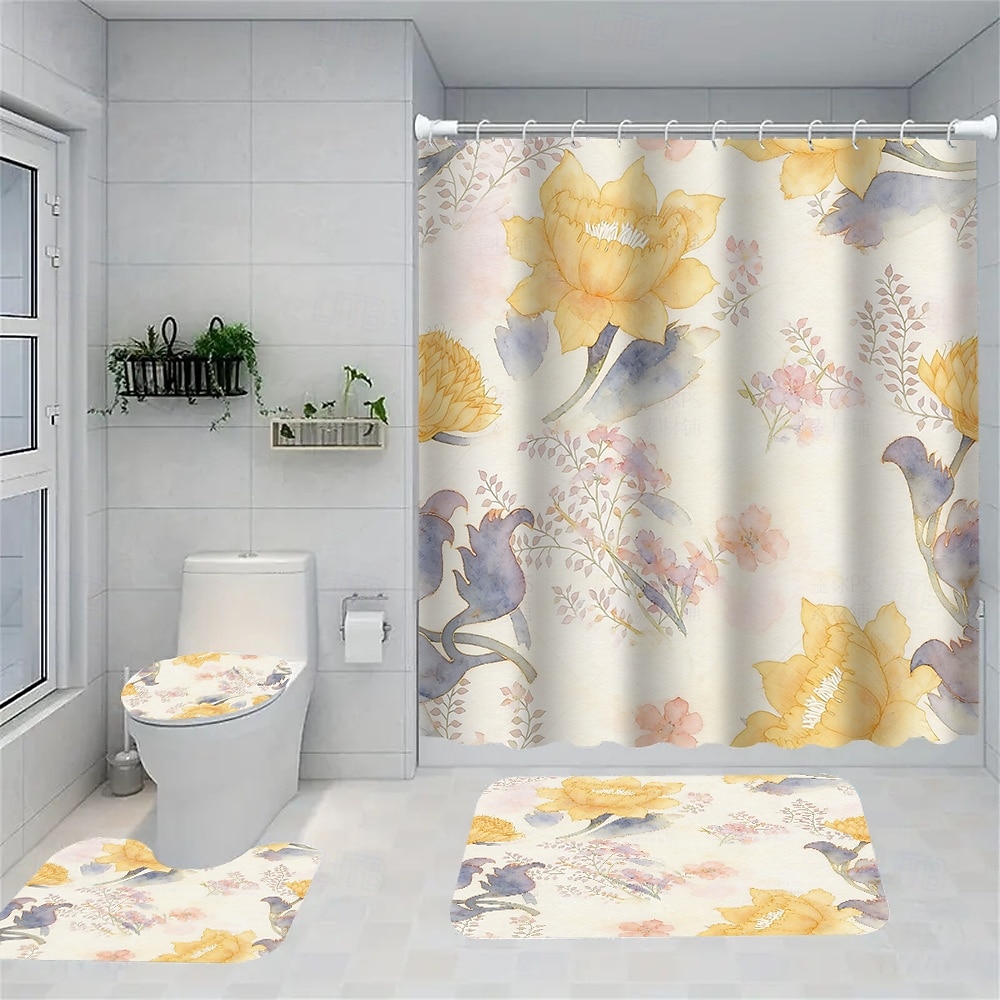 Modern Creative Bathroom Shower Curtain and Bath Mat Set, Polyester Waterproof, Mildew Resistant, Quick Dry, Non Slip, Easy to Clean, Home Bathroom Decor 2026 - $55.99 –P10
