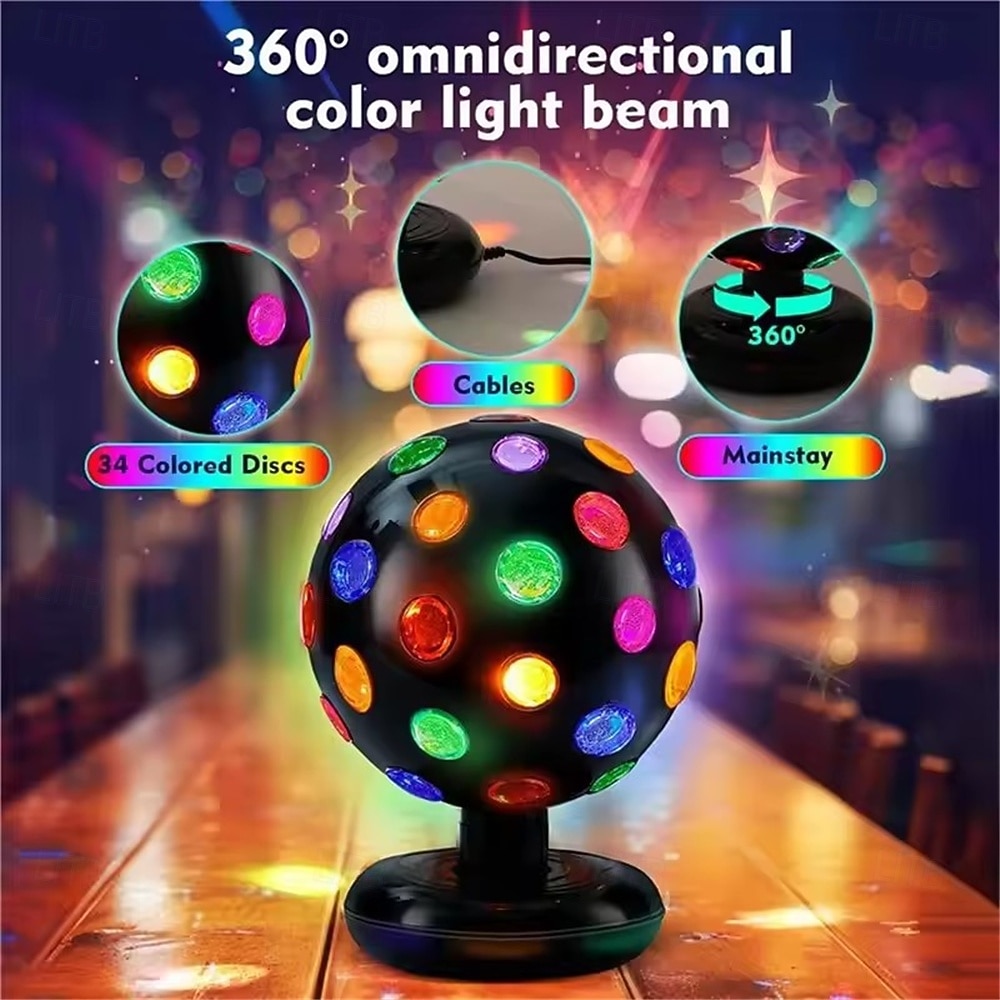 360° draaibare led disco podiumlamp, usb-voeding dj feestlamp, festival &Decoratief nachtlampje voor de kamer, 1 stuk 2026 - $53.99 –P4