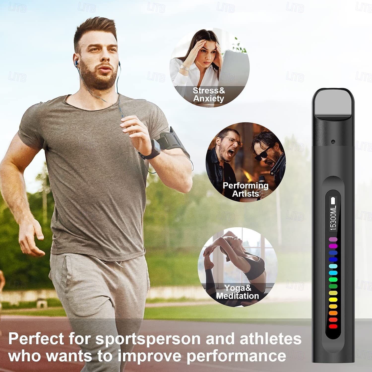 2026年 LEDプログレスバー付き呼吸筋トレーナー、呼吸トレーニング用視覚フィードバック肺エクササイズ、肺活量向上 &運動能力向上、大人用携帯型呼吸器  コレクション – THB ฿2431 –P7