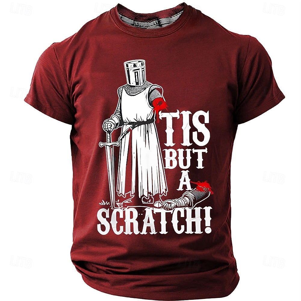 Tis But A Scratch Funny Medieval Knight Men's Sarcastic Movie Quote Humor T Shirt Graphic Crew Neck Short Sleeve Maroon Gift for Movie Fans Designer Clothing Apparel 2026 - $18.99 –P1