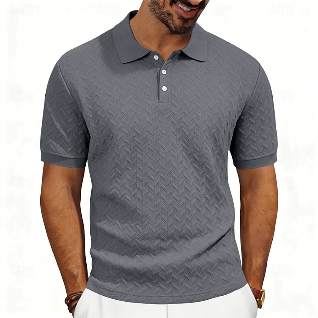 Men's Polo Polo Shirts Casual Street Lapel Short Sleeve Basic Modern Plain Lightweight Buttons Summer Spring Regular Fit Black White Khaki Dark Grey Army Green Polo 2026 - $21.99 –P2