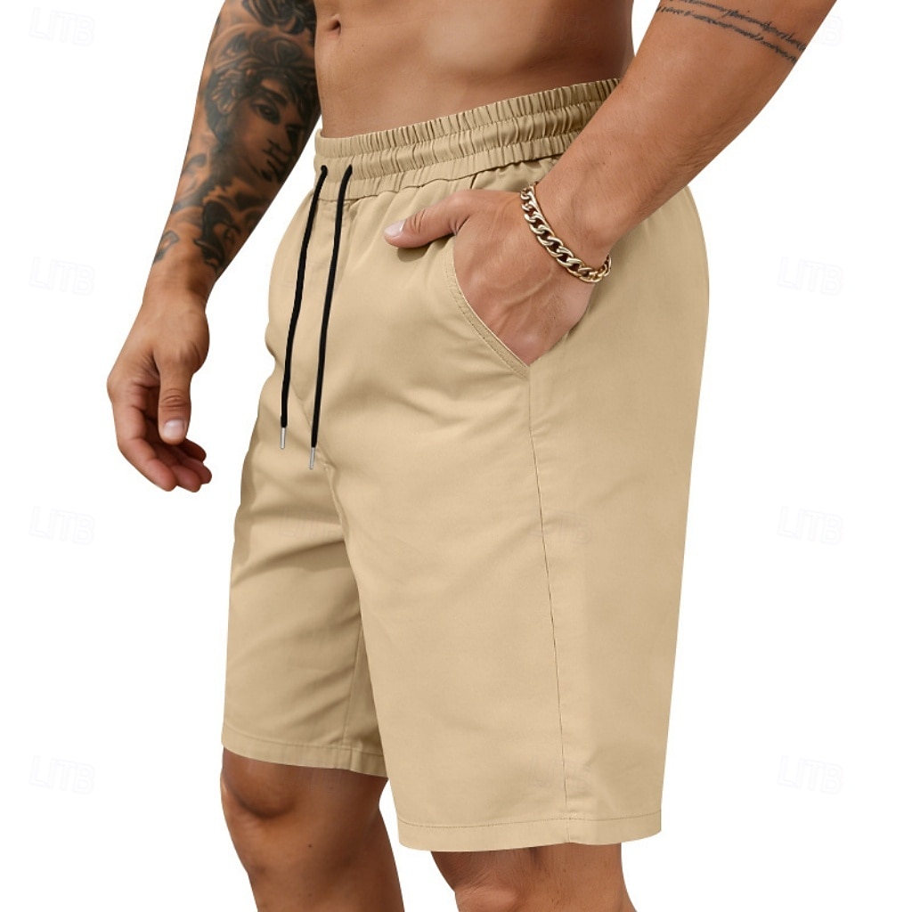 Voor heren Korte broek Casual korte broek Atletische korte broek Zak Elastische taille Effen Comfort Sneldrogend Knielengte Buiten Vakantie Modieus Streetwear blauw Zwart Inelastisch 2026 - $17.99 –P19