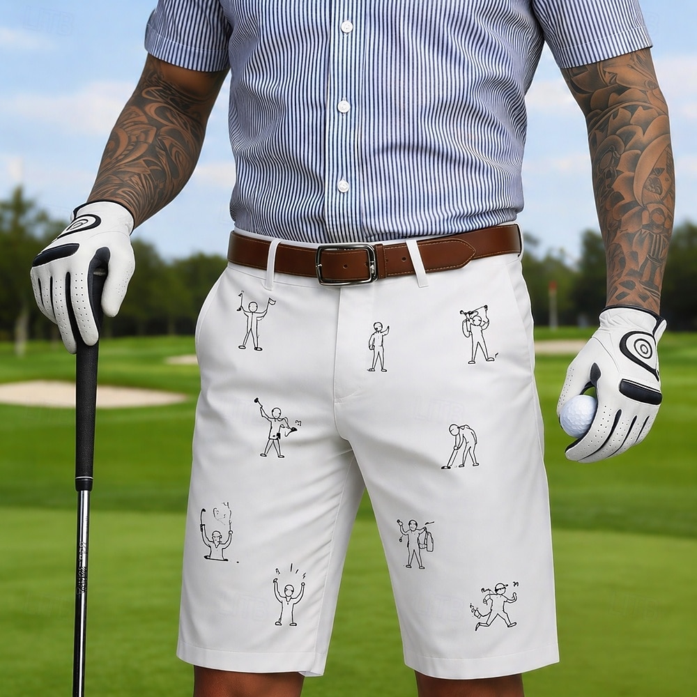 Herren Lustige Golf-Kritzeleien Bermudashorts Freizeitshorts Kurze Golfhosen Mittlere Taille Klassisch Sport im Freien Golfplatz Geschenke zum Vatertag Kurze Hose mit flacher Vorderseite und 4 Taschen 2026 - $25.99 –P3