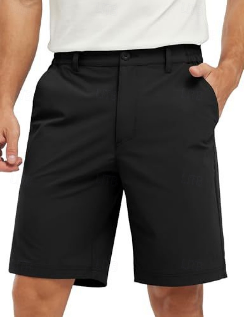 Men's Dress Shorts Business Casual Shorts Golf Shorts Pocket Elastic Waist Plain Waterproof Comfort Knee Length Outdoor Business Work Fashion Streetwear Black Navy Blue Inelastic 2026 - $24.99 –P9