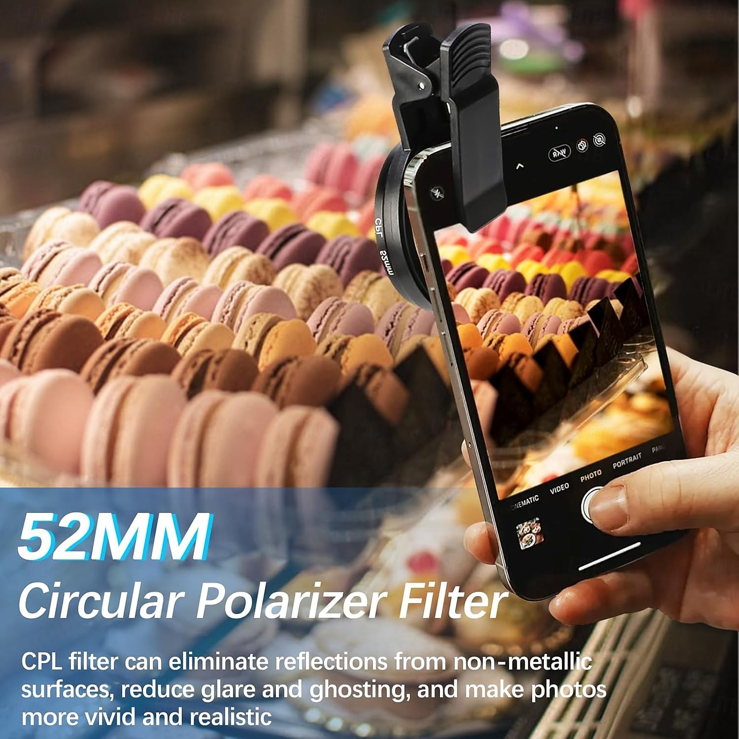 Sada filtrů 52mm s nacvakávacím filtrem pro fotoaparát s CPL, kruhový polarizační filtr, kompatibilní s většinou mobilních telefonů, obsahuje pouzdro a klip. &čisticí hadřík 2026 - $16.99 –P3