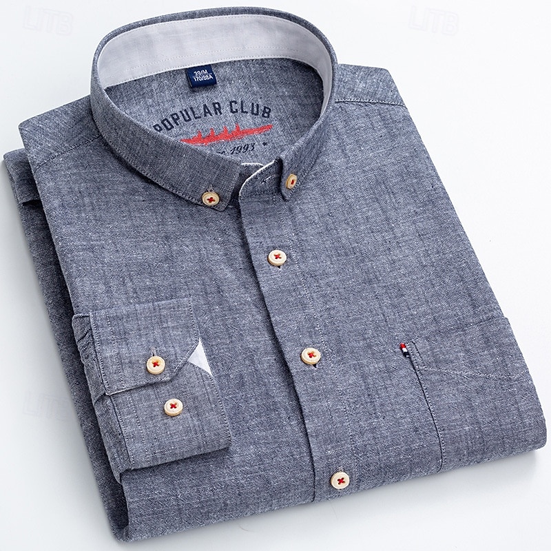 Per uomo Camicia Camicia di lino Camicia elegante Camicia button-down Blocco di colori Quotidiano Affari Blu Blu chiaro Bianco Rosso Manica Lunga Collo ripiegato Tutte le stagioni Abbigliamento del 2026 a $37.99 –P7
