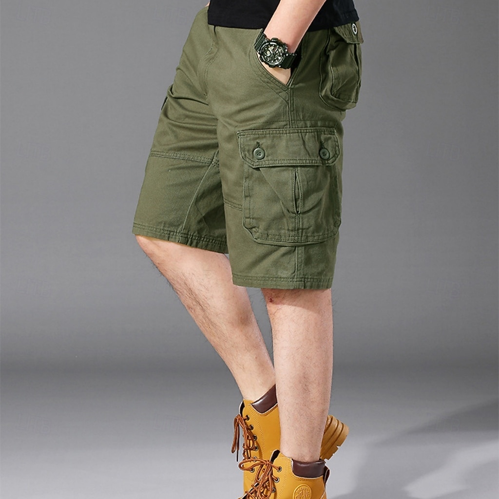 Homme Pantalon cargo Shorts cargo Shorts Short décontracté Multi-poches Uni Couleur Pleine Séchage Rapide Longueur Genou Extérieur Salle de sport Entraînement Sports Sportif Noir Vert Non Elastique de 2026 ? $29.99 –P10