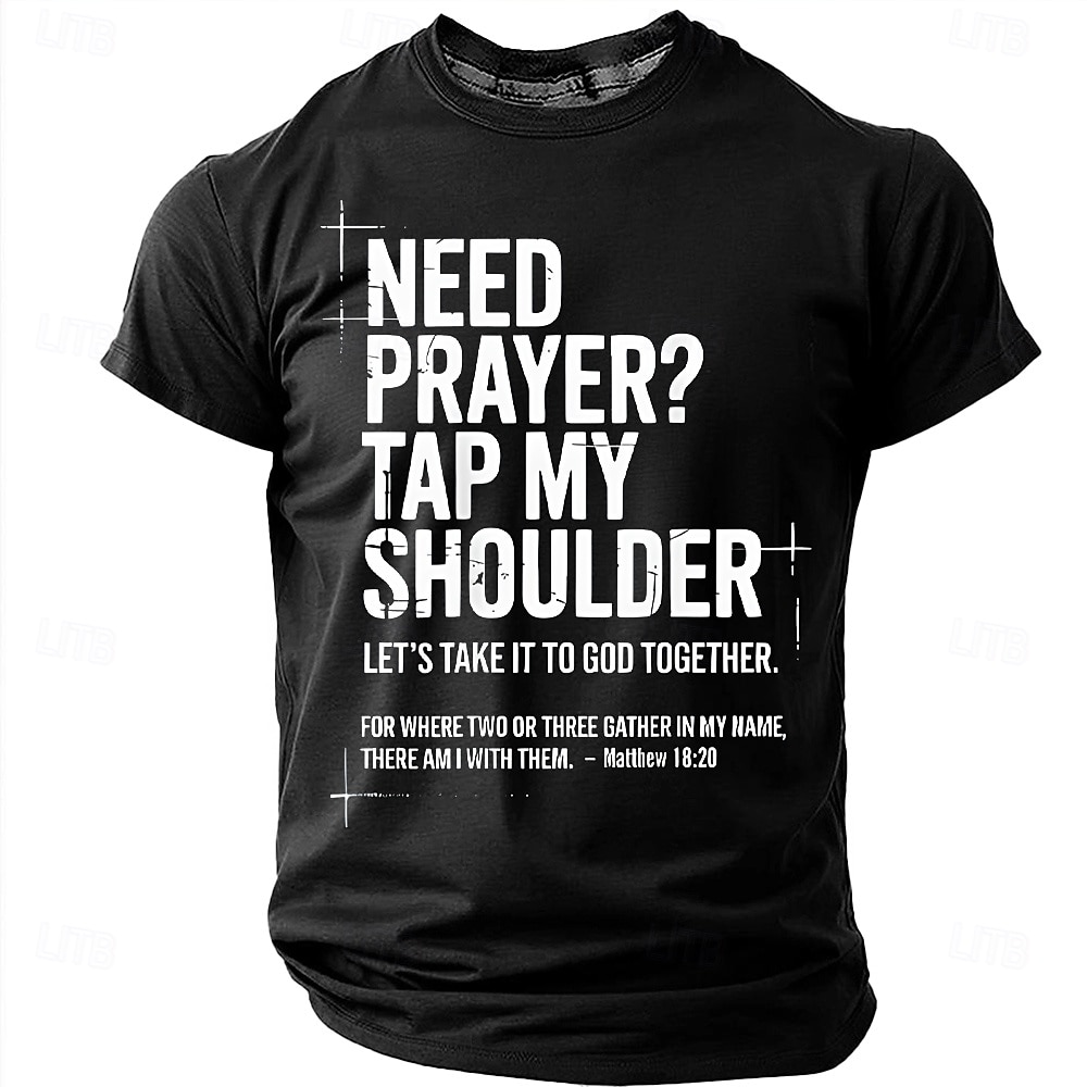 Pánská biblická potřebujete modlitbu klepněte mi na rameno Matouš 18 20 biblický verš křesťanské náboženské víry outreach T tričko grafické volnočasové krátký rukáv církevní oblečení ministerstva 2026 - $19.99 –P2