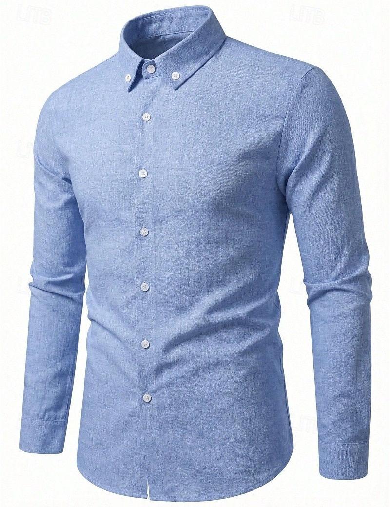 Men's Shirt Dress Shirt Button Down Shirt Solid Color Outdoor Business Blue Long Sleeve Button Down Collar Summer Spring Clothing Apparel Buttons 2026 - $26.99 –P3