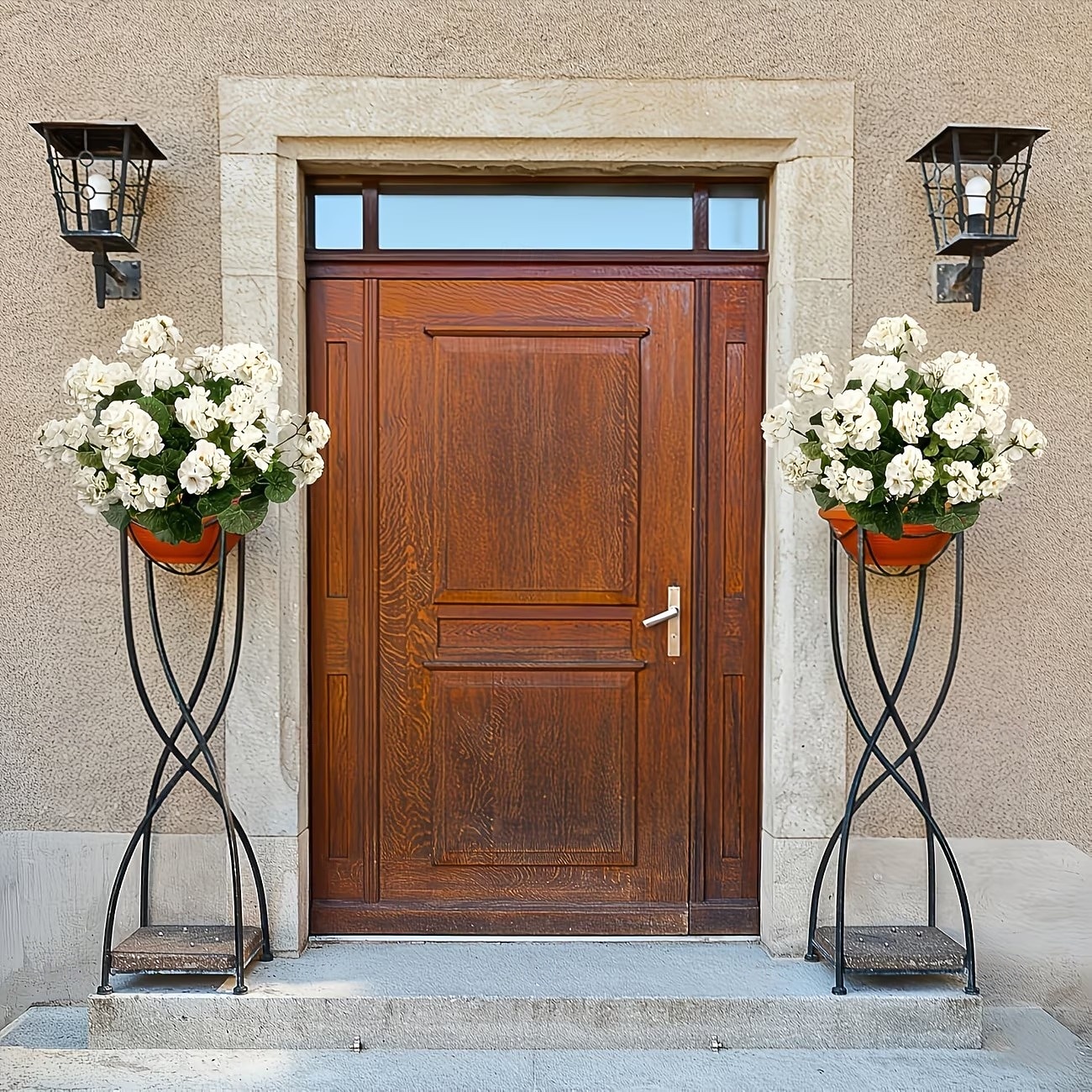 Flori artificiale de geranium alb rezistent la UV cu 4 ramuri, 4 geraniumuri înflorite, potrivite pentru decorațiuni interioare și exterioare, grădini, nunți, Ziua Recunoștinței, Crăciun și sezonul 2026 - $18.99 –P10