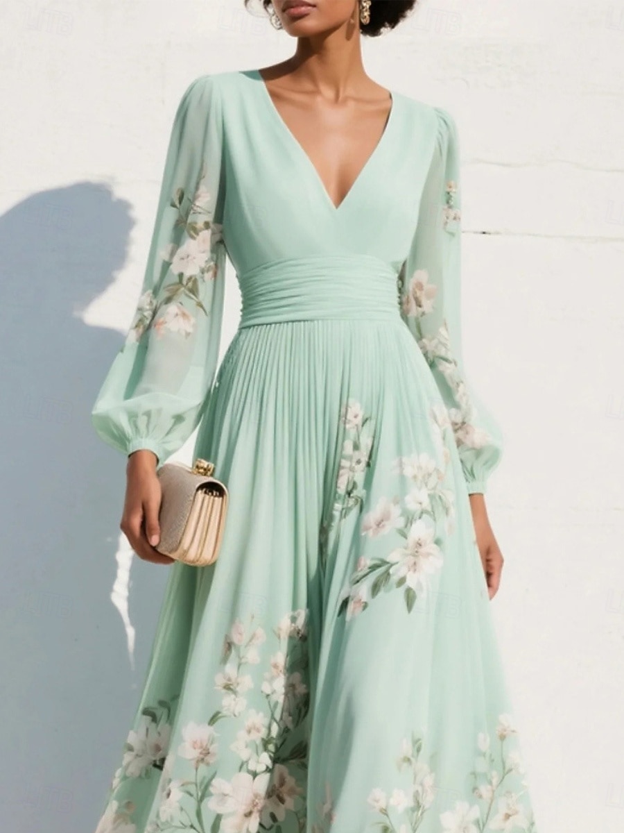 Γυναικεία Μακρύ φόρεμα Φορέματα σιφόν Floral φόρεμα Φόρεμα εκτύπωσης Κομψό Μοντέρνα ΕΞΩΤΕΡΙΚΟΥ ΧΩΡΟΥ Διακοπές Αργίες Κανονικό Φλοράλ Μακρυμάνικο Λαιμόκοψη V 2026 - $51.99 –P10