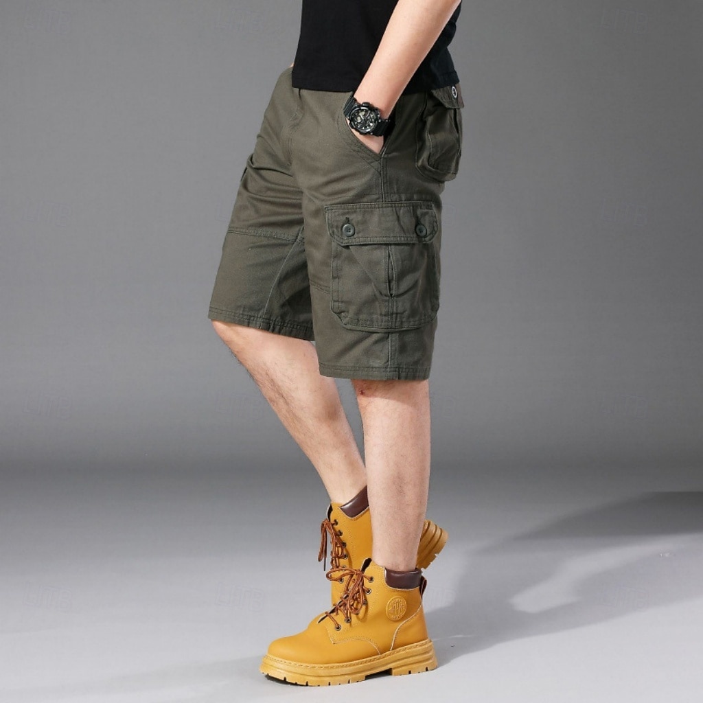 Homme Pantalon cargo Shorts cargo Shorts Short décontracté Multi-poches Uni Couleur Pleine Séchage Rapide Longueur Genou Extérieur Salle de sport Entraînement Sports Sportif Noir Vert Non Elastique de 2026 ? $29.99 –P7