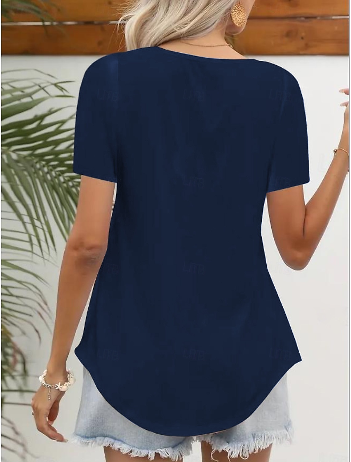 نسائي بلوزة لون الصلبة عتيق أنيق أساسي كم قصير رقبة مربعة قمصان عادية مناسب للبس اليومي أزرق أسود أحمر أرجواني أخضر الصيف الربيع 2026 - $24.99 –P6