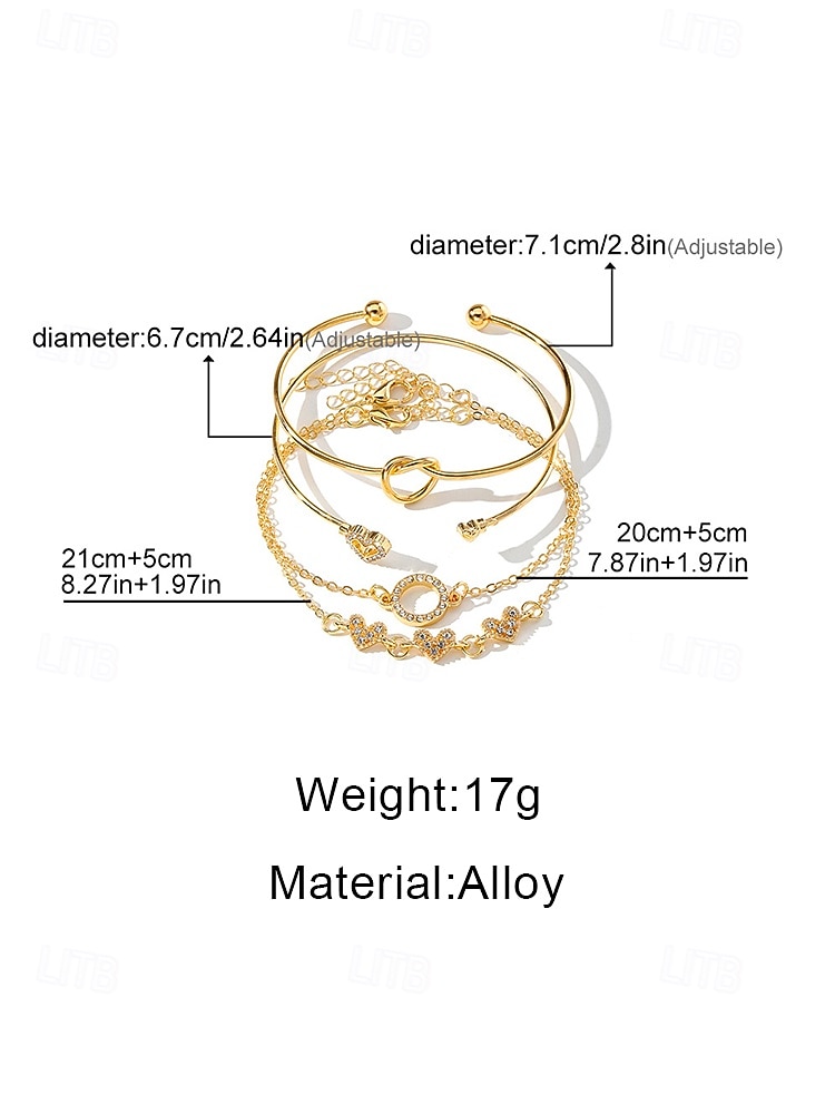 Women's Bohemian 4-Piece Alloy Bracelet Set, Stackable Bangles, Perfect for Beach Vacation, Casual Daily Wear and Summer Outfits 2026 - $7.99 –P7
