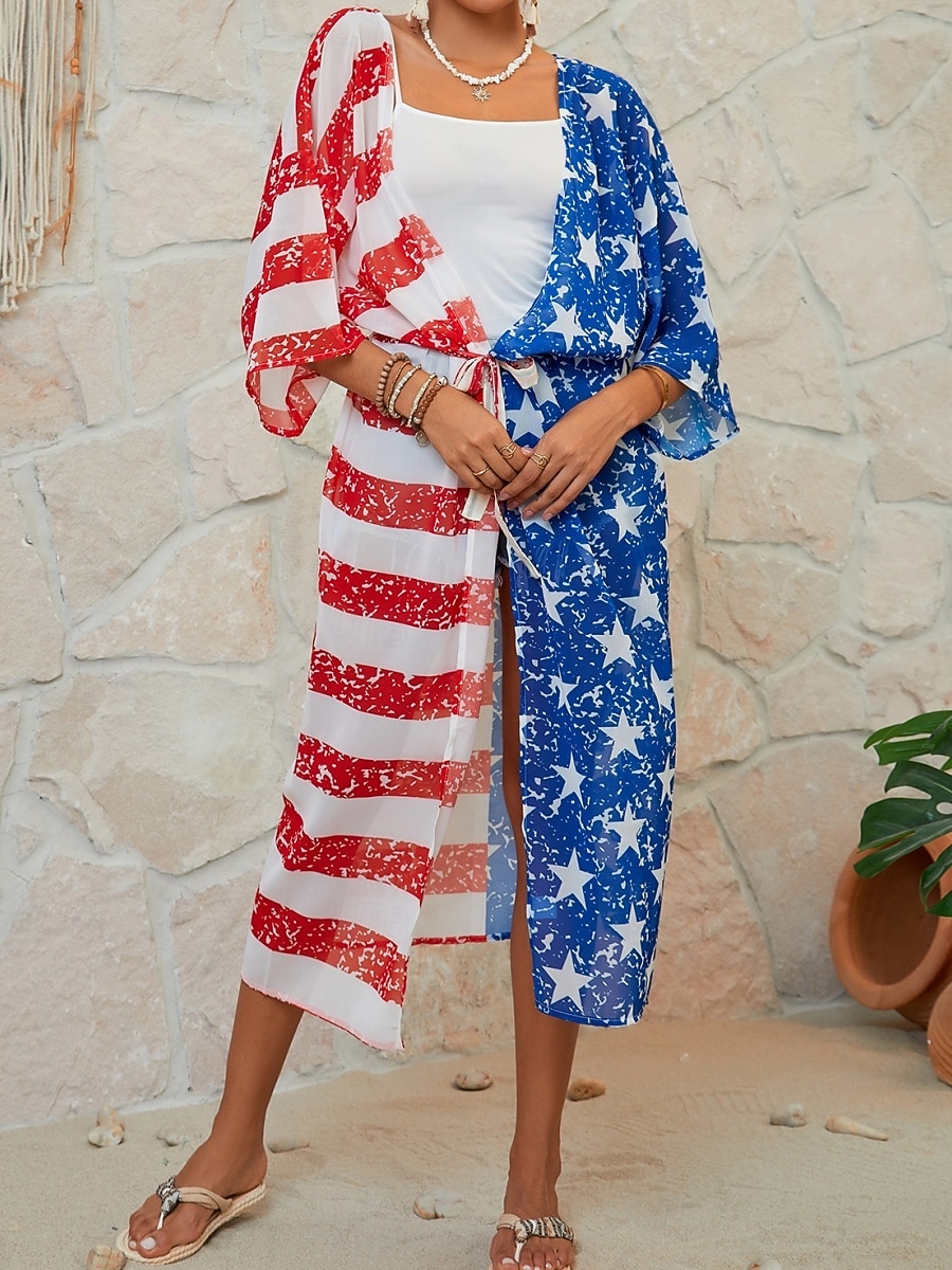 Mujer Bañadores Tapadera Traje de baño Vacaciones Ropa de playa Bandera Escote en Pico Manga Larga Trajes de baño 2026 - $29.99 –P2