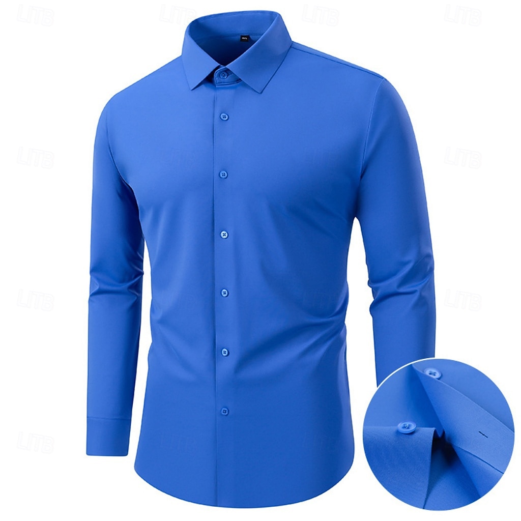 Pánské Košile Košile k obleku Košile s knoflíkem Neželezná košile Bez vzoru Denní Venkovní Bledě růžová Černá Bílá Tmavě červená Dlouhý rukáv Přehnutý Léto Jaro Oblečení Knoflíky 2026 - $35.99 –P12