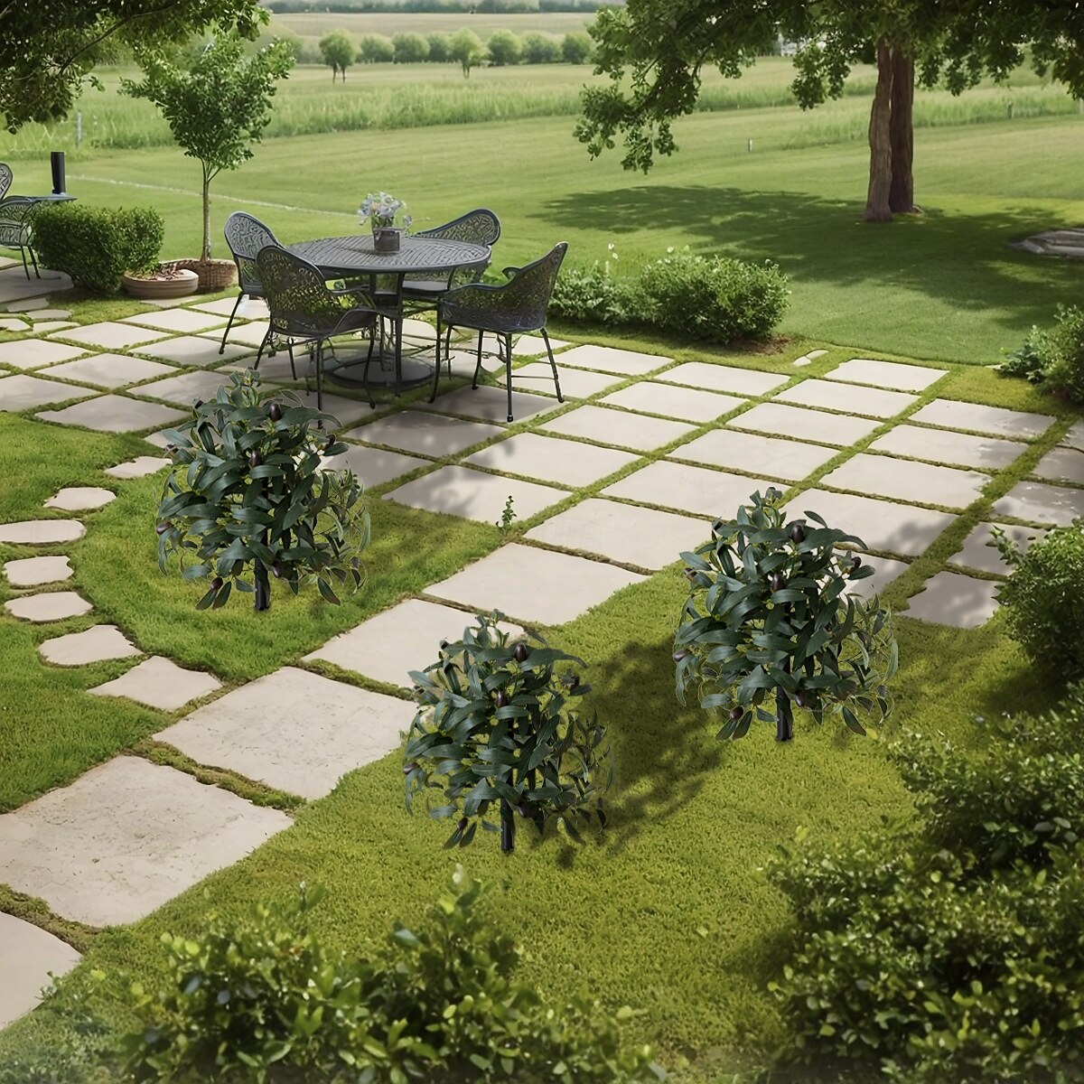 Umělá olivovník, 20palcová topiary z umělé olivy s kolíkem do země, realistická dekorace do interiéru/venkovního domu, skandinávský styl zelené dekorace 2026 - $26.99 –P4