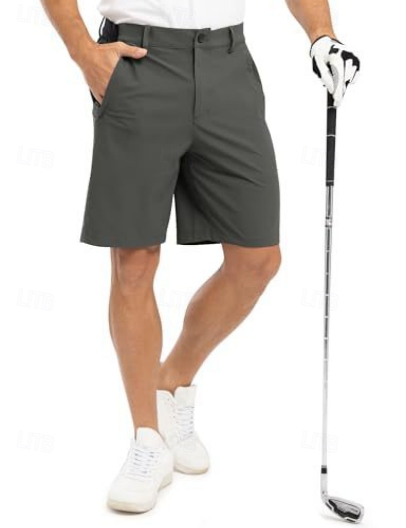 Voor heren Geklede korte broek Bedrijf Casual korte broek Golfshorts Zak Elastische taille Effen kleur Comfort Sneldrogend Knielengte Casual Buiten liiketoiminta Modieus Streetwear Zwart Marineblauw 2026 - SAR 111 –P5