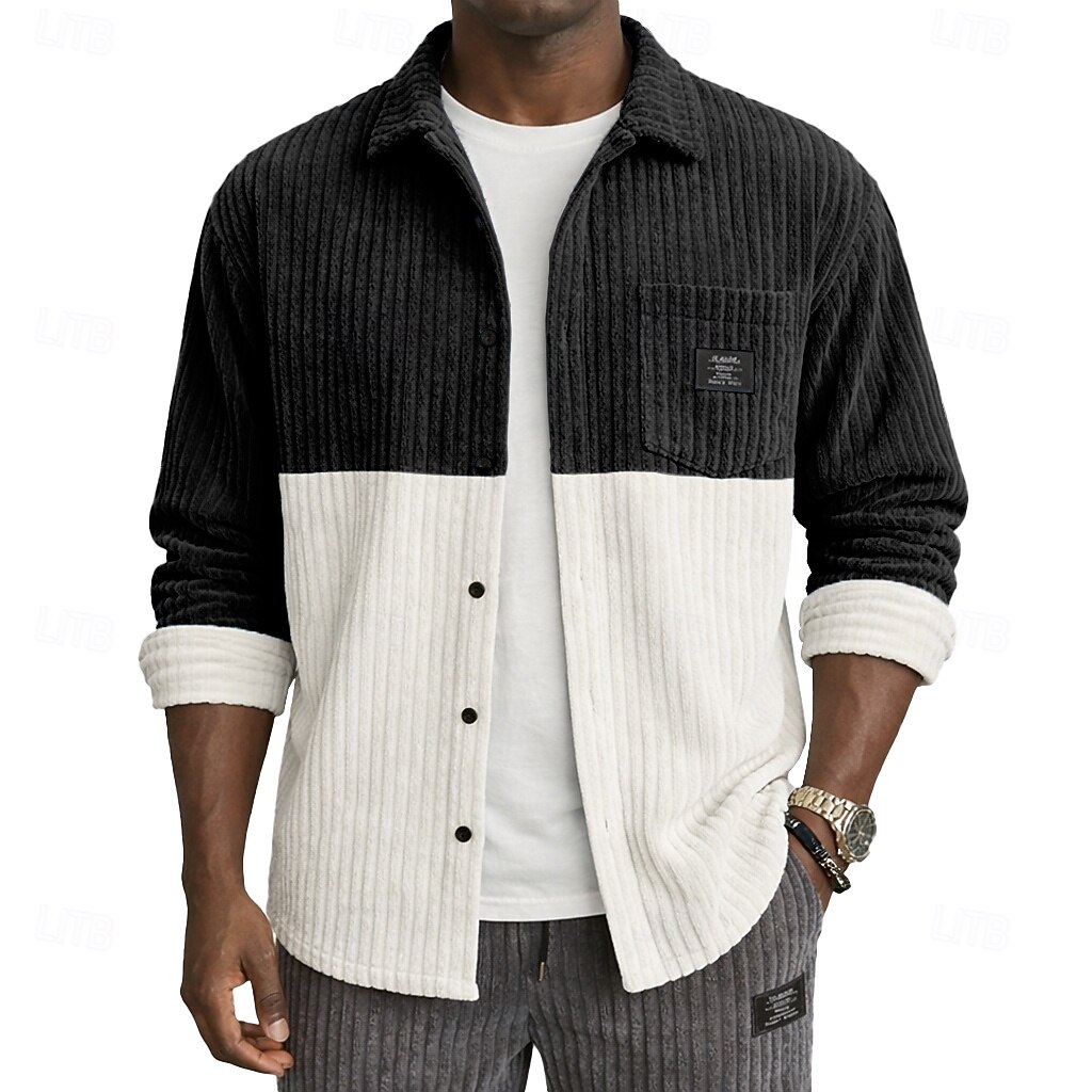 Homens Camisa Social Camisa casual Camiseta de Veludo camisa de botão Preto Vinho Azul Marinha Caqui Cinzento Manga Longa Tecido Colarinho de Camisa Casual Diário Bolso frontal Roupa Elegante Moda de 2026 por $29.99 –P6
