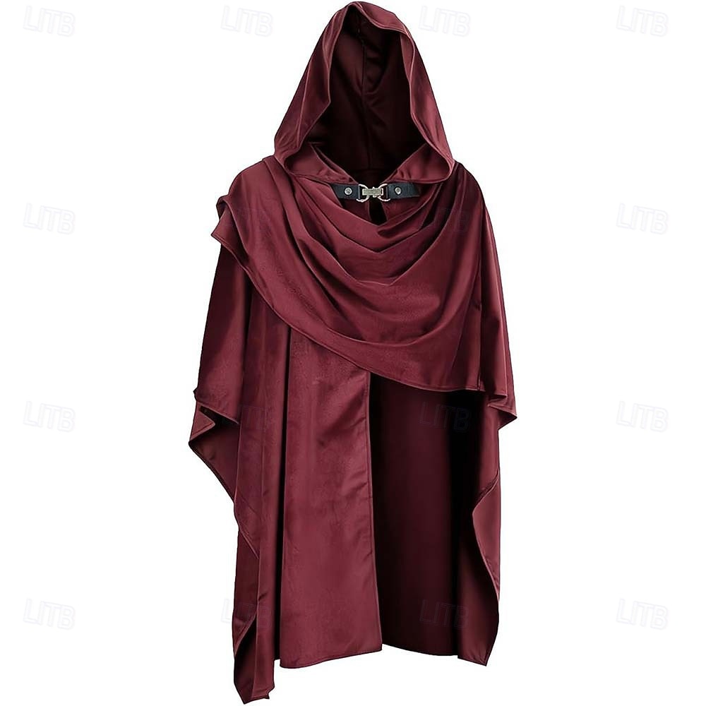 Medieval Renaissance Cape Hooded Viking Ranger Solid Color Fancy Dress Unisex Viking Halloween Carnival Party Performance LARP Adults' Cloak 2026 - $32.99 –P2