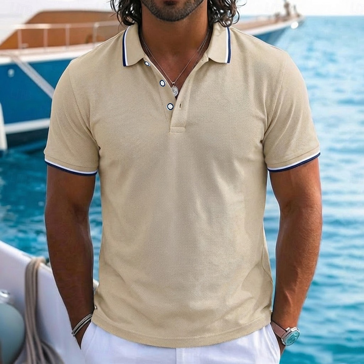 Per uomo Maglia da golf Polo Piqué Casuale Affari Colletto Polo a Coste Manica Corta Moda Essenziale Tinta unica Blocco di colori Bottoni Estate Primavera & Autunno Vestibilità regolare Blu azzurro del 2026 a $16.49 –P6