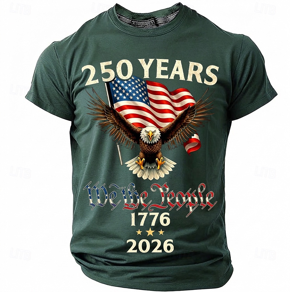 250 Years 1776 2026 We The People Men's Patriotic Bald Eagle American Flag Vintage USA Pride T Shirt Graphic Crew Neck Short Sleeve Independence Day Celebration Gift Designer Clothing Apparel 2026 - $18.99 –P7