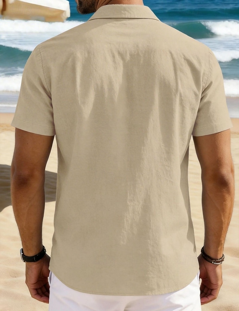 Per uomo Camicia Camicia di lino Camicia Estiva Camicia da Spiaggia Camicia con Bottoni Semplice Vacanza Ferie Nero Bianco Blu marino Azzurro cielo Manica Corta Collo a Lancia Estate Primavera del 2026 a $24.99 –P3