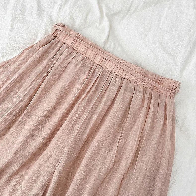 Pentru femei Pantaloni cu aspect de in Picior Larg chinez Vacanță De Bază Lungime totală Talie Înaltă Simplu Cordon Respirabil Inelastic Vacanță Stradă Casual Gri Negru Roz Îmbujorat Kaki Var 2026 - $41.99 –P2