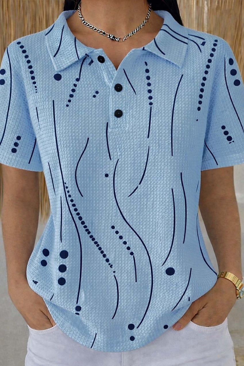 Damen Hemd Waffel-Poloshirts Sommeroberteile Grafik Geometrisch Tupfen Vintage Stilvoll Ärmellos Umlegekragen Normale Oberteile Strandhochzeit Lässig Täglich Blau Weiß Rosa Grün Sommer Frühling Herbst 2026 - $24.99 –P3