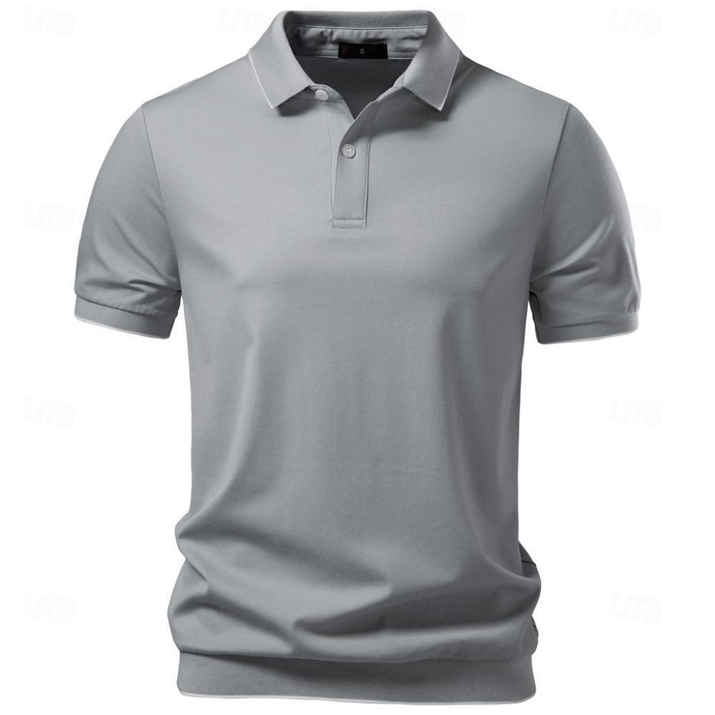Homme Polo Chemise de golf Occasionnel Rue Revers Manche Courte Basique Moderne Uni Poids Léger Boutons Été Printemps Coupe régulière bleu marine Kaki Gris Bleu clair Polo de 2026 ? $29.99 –P3