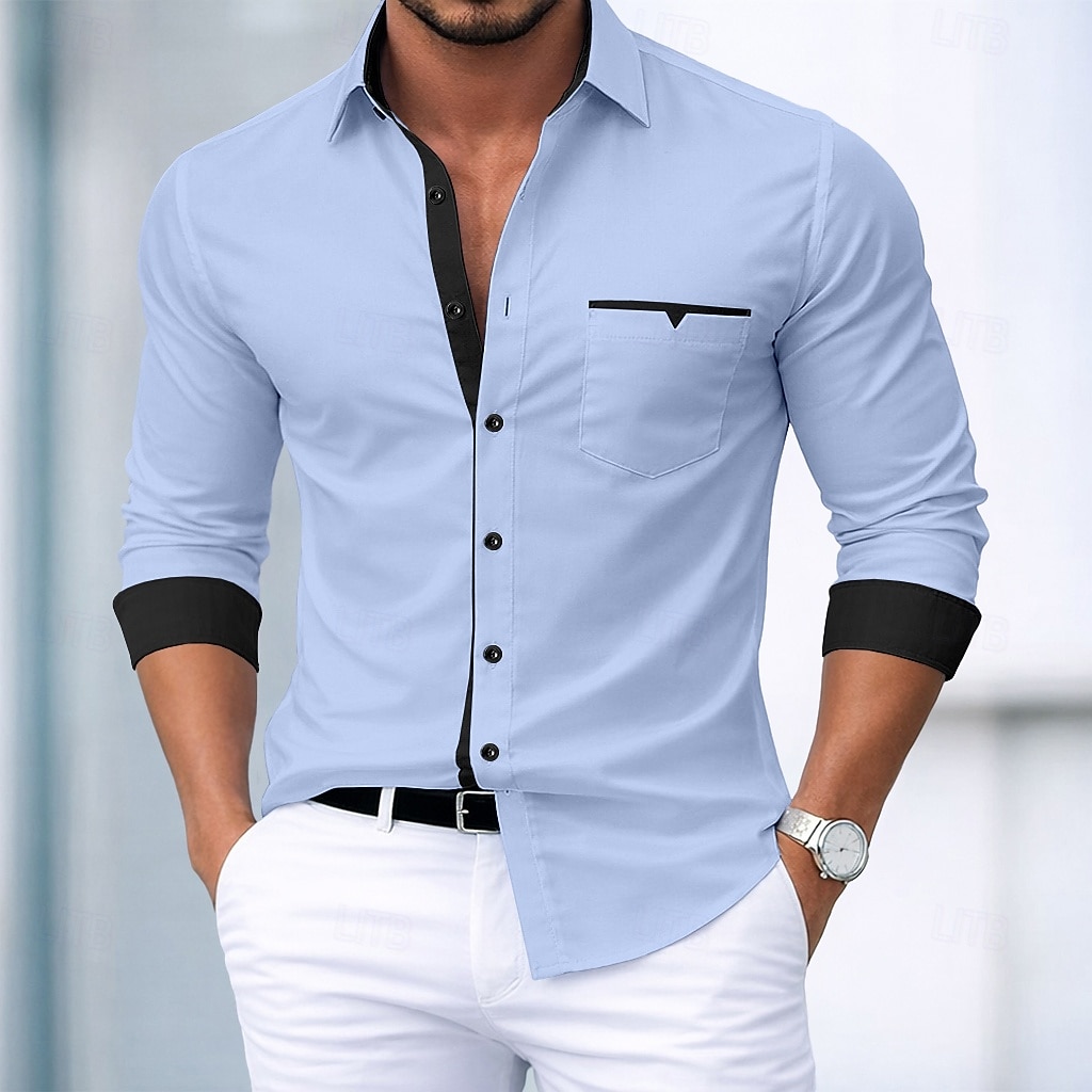 Ανδρικά Πουκάμισο Επίσημο Πουκάμισο Πουκάμισο με κουμπιά Μη σιδερένιο πουκάμισο Συνδυασμός Χρωμάτων Causal Καθημερινά Θαλασσί Λευκό Ροζ Χακί Μακρυμάνικο Απορρίπτω Άνοιξη Άνοιξη & Χειμώνας Ρούχα 2026 - $23.99 –P1