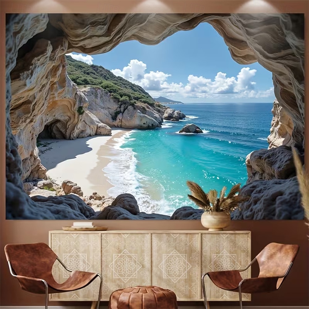 Paradis tropical, cascadă, piscină, palmieri, peisaj natural, tapiserie de perete, fundal textil mare, pentru living, dormitor, cămin, birou, decor de perete, artă murală 2026 - $20.99 –P7