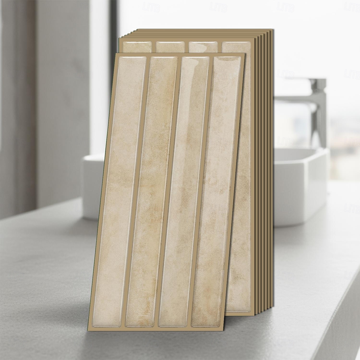 20pcs 3d Self-Adhesive Wall Imitation Tile Sticker, Light Beige Decorative Pattern Removable Wall Sticker, Used For Kitchen Back Fender, Bedroom Living Room Decoration Home Wall Renovation Decorative 2026 - $45.99 –P11