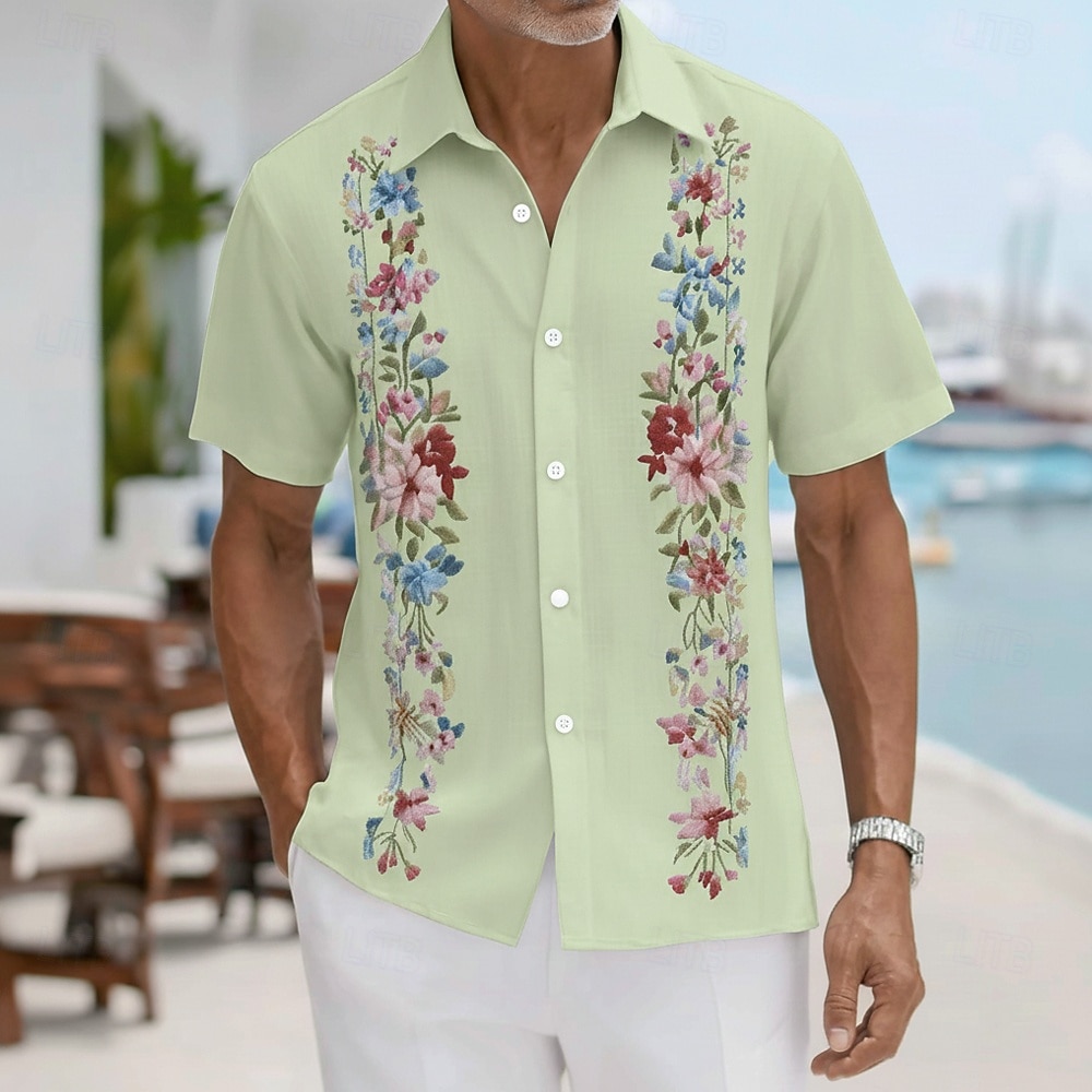 Per uomo Stampa Floreale Etnico Fiori Camicia Camicia Guayabera Camicia con Bottoni Manica Corta Vintage Retrò Quotidiano All'aperto Vacanza Estate Primavera Collo ripiegato Stampa 3D Camicia tipo del 2026 a $25.99 –P3