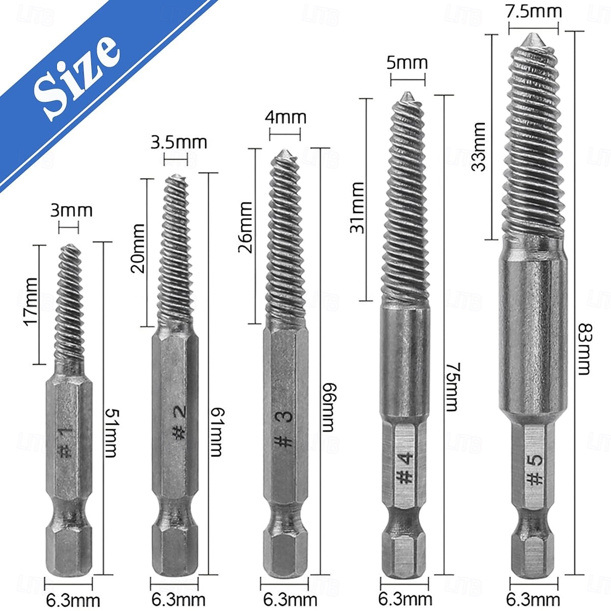 Набор из 10 предметов для извлечения сломанных винтов, комплект сверл для удаления сорванных резьбовых соединений, шестигранный хвостовик 1/4 дюйма, инструмент для легкого извлечения поврежденных 2026 - $15.99 –P3