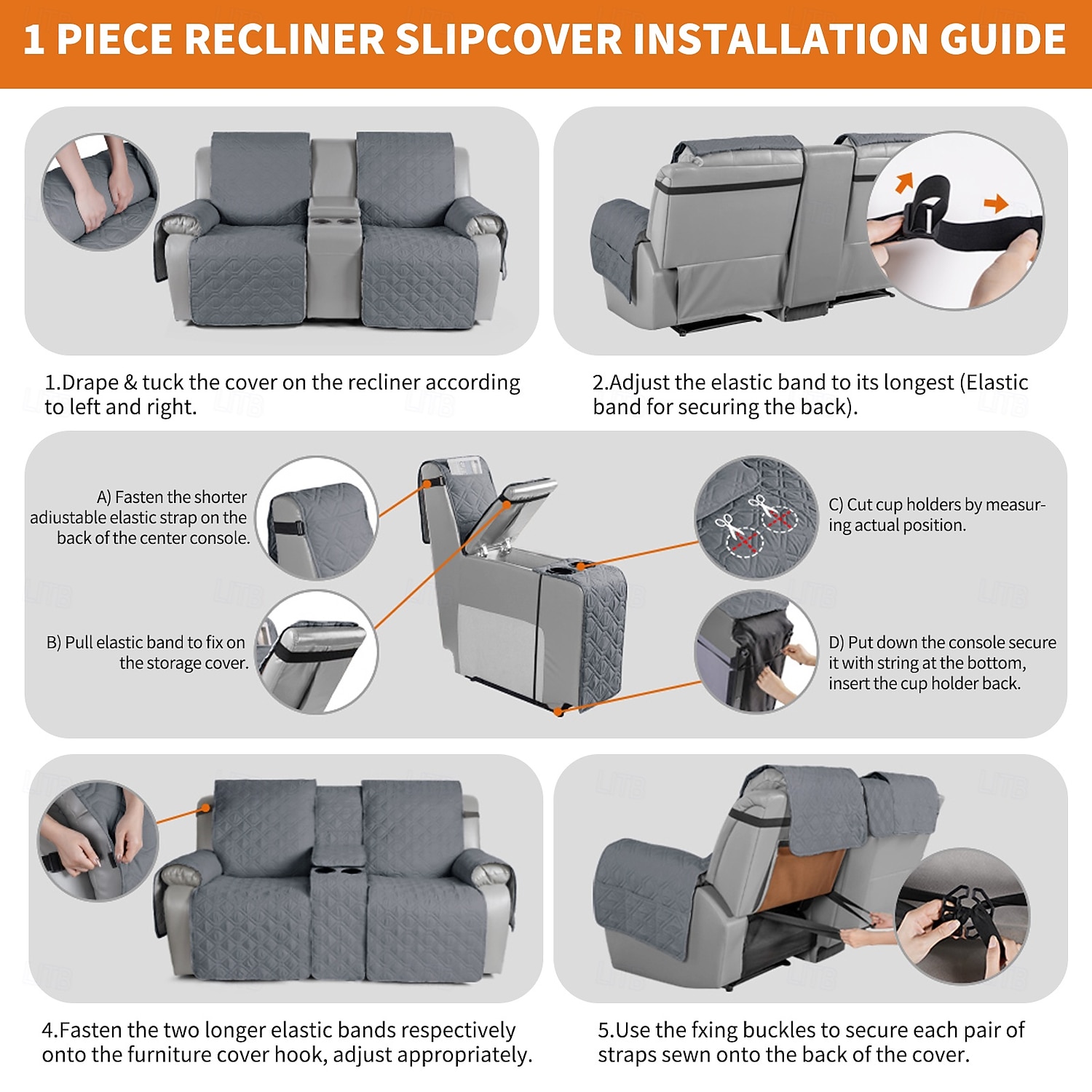 Waterproof Recliner Couch Covers for Pets, Sofa Covers  Washable Reclining Sofa Cover Non-Slip Furniture Protector with Elastic Straps Pocket for Dogs 2026 - $36.99 –P4