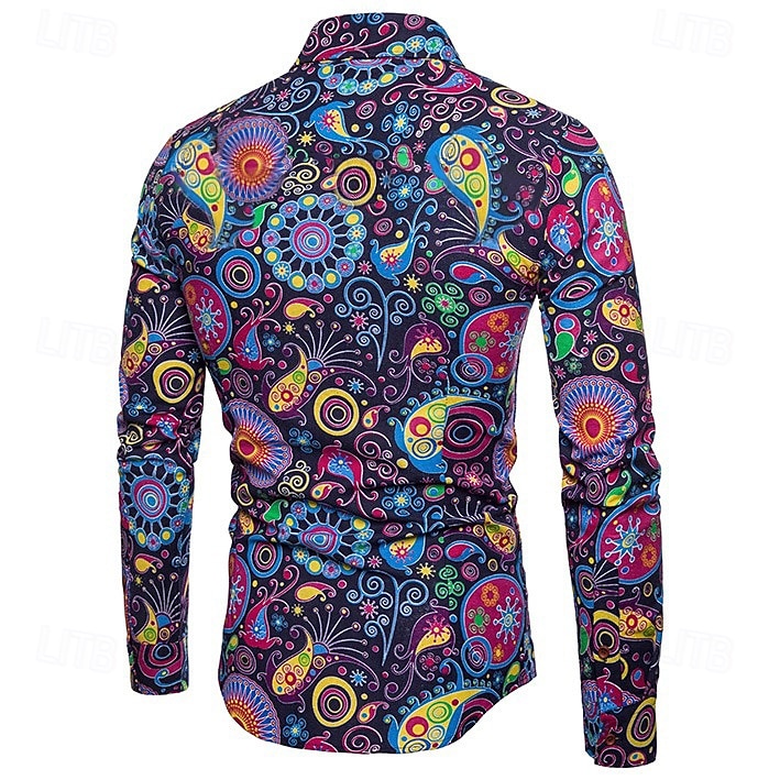 Retrò Vintage Anni '70 Camicia Disco Floreale Paisley Costume Per uomo Casual Quotidiano Parata dell'Orgoglio Mese dell'orgoglio Adulti Top Tutte le stagioni del 2026 a $23.99 –P8