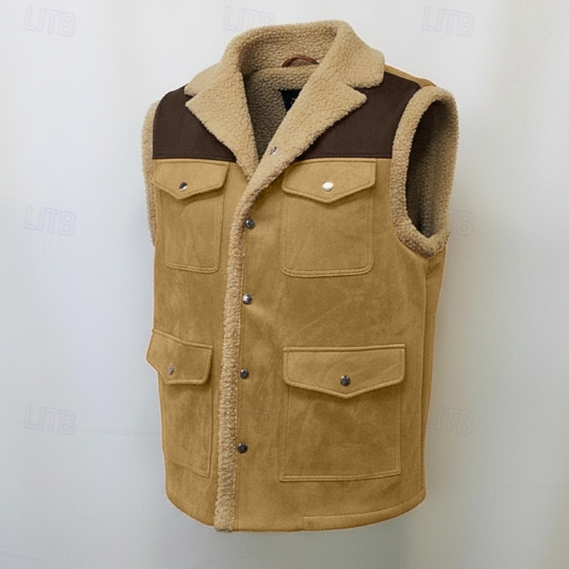 Ανδρικά Γιλέκο από ψεύτικο σουέτ Γιλέκο Fleece ΕΞΩΤΕΡΙΚΟΥ ΧΩΡΟΥ Causal Καθημερινά Μοντέρνα Ρετρό Φθινόπωρο Χειμώνας Τσέπη Πολυεστέρας Διατηρείτε Ζεστό Άνετο Συνδυασμός Χρωμάτων Φερμουάρ Πέτο Κανονικό 2026 - $60.99 –P3