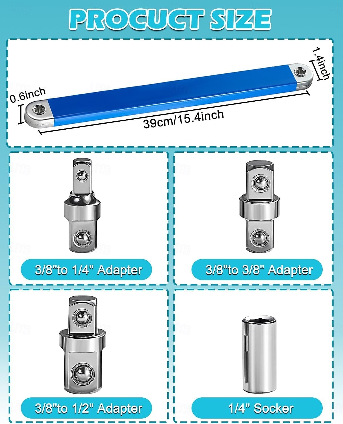 Universele offset verlengsleutel, sleutel voor krappe ruimtes met een 3/8" aansluiting. &1/4" aandrijfadapters voor moeilijk bereikbare plaatsen, professionele doe-het-zelf autogereedschapset, 2026 - $37.99 –P5
