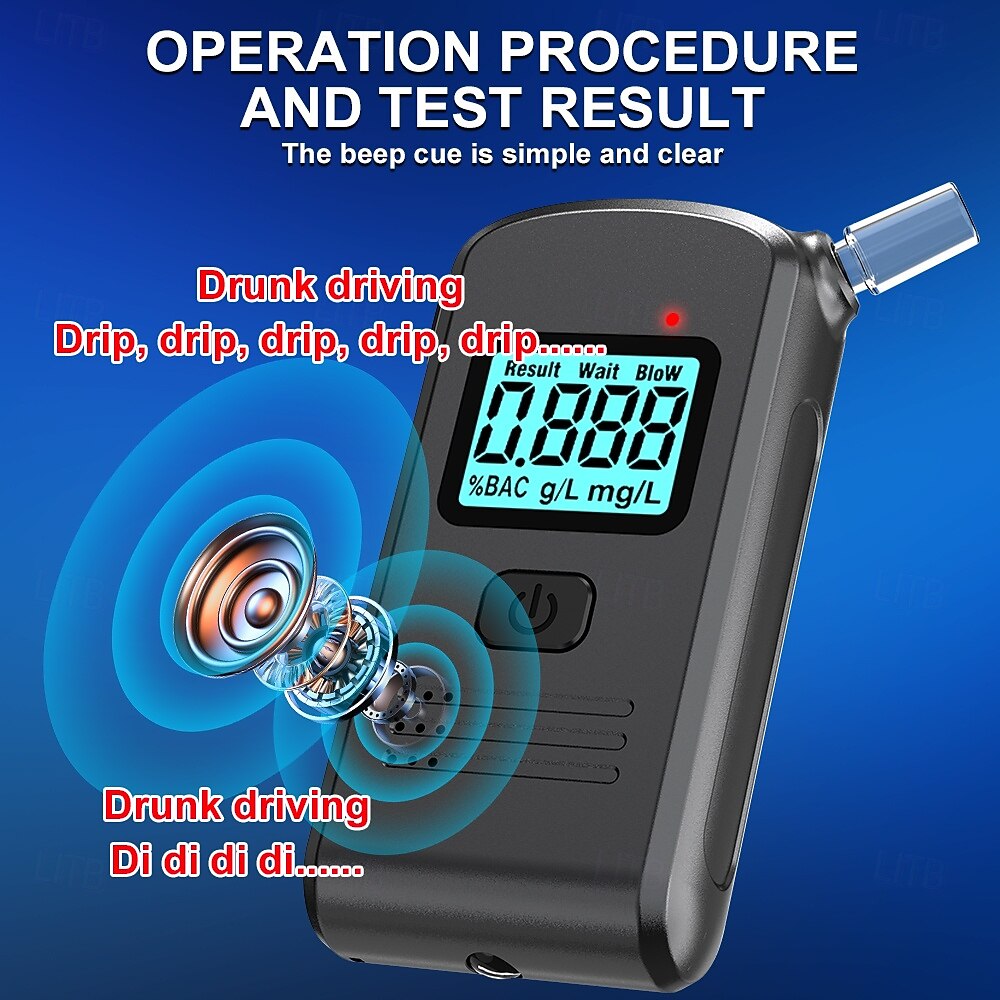 Portable Professional Digital Breathalyzer, High Precision Alcohol Tester for Personal Use, Accurate BAC Results with LCD Display, 3 Units %BAC g/L mg/L (Battery Not Included) 2026 - $29.99 –P6
