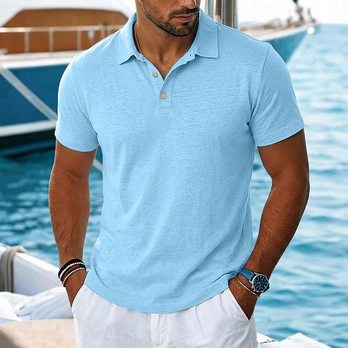 Per uomo Camicia di lino Polo Casuale Vacanza Classico Manica Corta Vacanza Moda Semplice Testurizzato Bottoni Estate Primavera Vestibilità regolare azzurro cielo Nero Rosa Verde Azzurro Camicia di del 2026 a $20.99 –P1