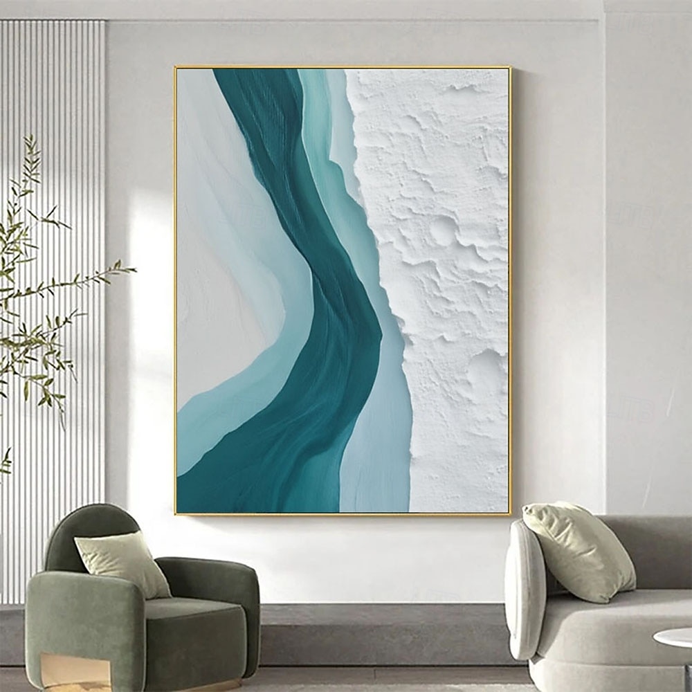 wall art painting hand painted 3D Textured Painting Blue Abstract Canvas Wall Art Green Abstract Living Room Decoration Minimalist Sofa Background Wall Nordic Bedroom Painting 2026 - $100.99 –P2
