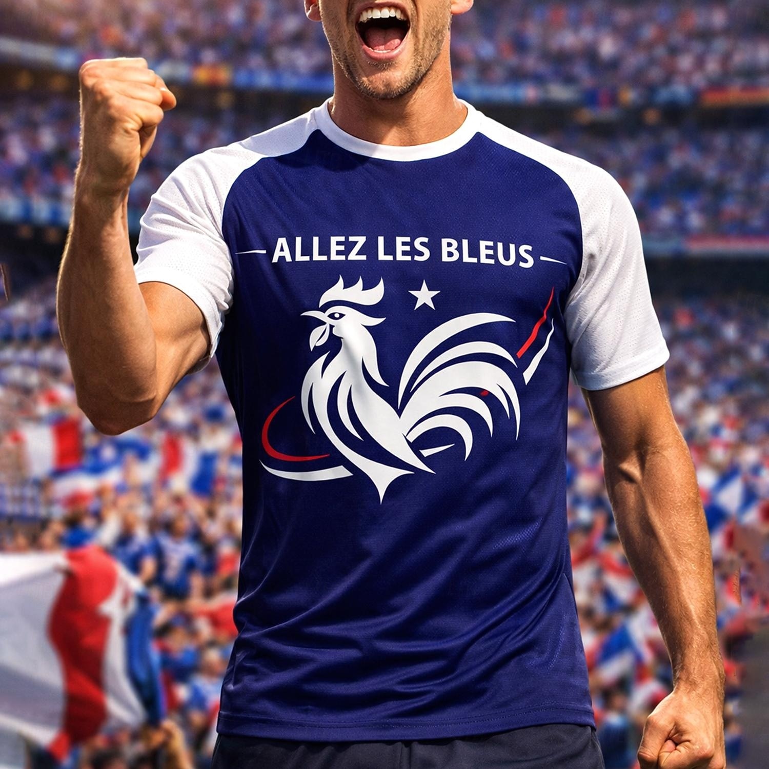Voor heren Frankrijk Voetbalzomer Wereldwijde wedstrijd Truien Hardloopshirt Zomer Kleurenblok Korte mouw UPF 50 Sneldrogend Ademend Informeel Hardlopen Joggen Fitness blauw Sportkleding Sportkleding 2026 - $18.99 –P1